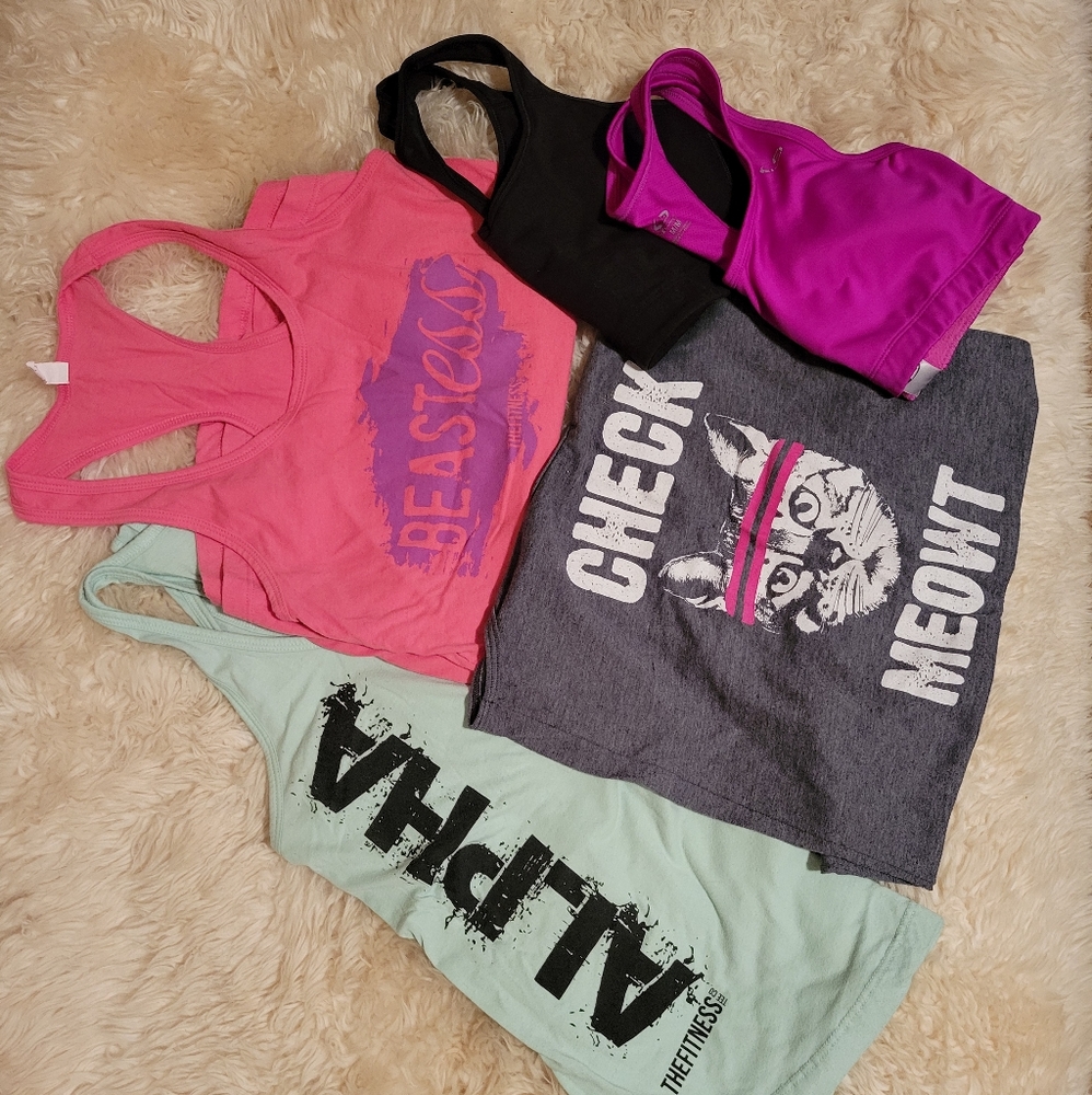 Lot of 3 racerback tanks and 2 sports bras